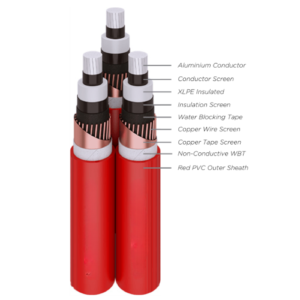 12/20 (24) kV, NFA2XSY (Al/XLPE/CWS/PVC) (Aluminium Conductor, XLPE Insulated, Copper Wire Screen, PVC Sheated